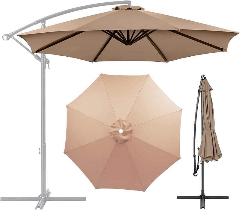 GLDDFDG Patio Umbrella Canopy, Universal Replacement Cover for 10 Feet 8- Ribs Outdoor Round Patio Market Umbrella Parasol Canopy Top Sun Shade Accessory, 300D UV Protective And Water Resistant (Champagne) - Image 1